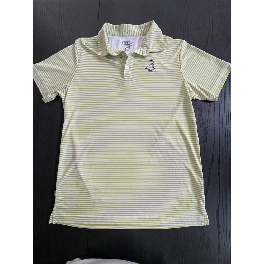 Garb Lime Green Striped Boys Golf Pinehurst Polo Size X-Large - Picture 1 of 6